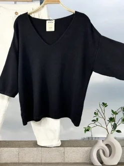 Cheap HippieChic Pull basic manches 3/4 Noir