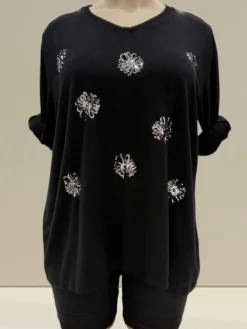 Online HippieChic Pull Fleurs Sequins du 44 au 50