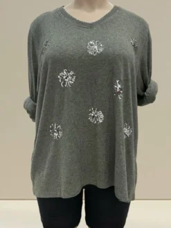 Online HippieChic Pull Fleurs Sequins du 44 au 50