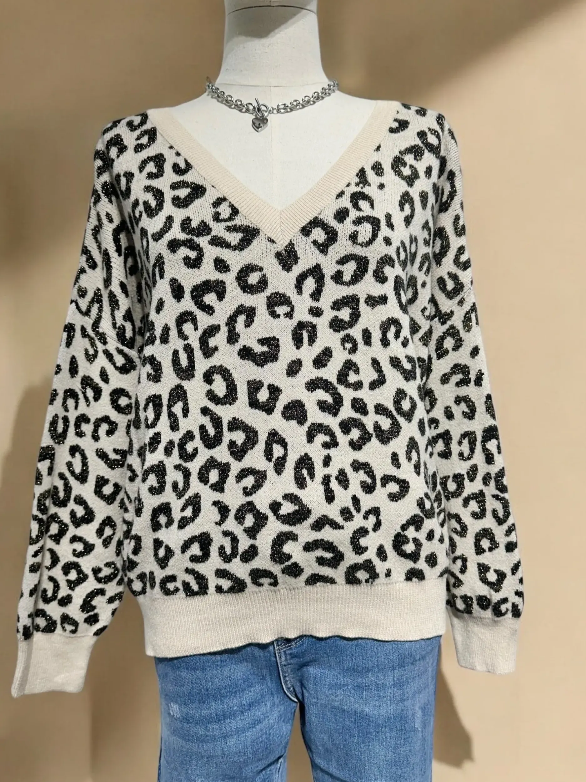 Clearance HippieChic Pull Léopard Lurex