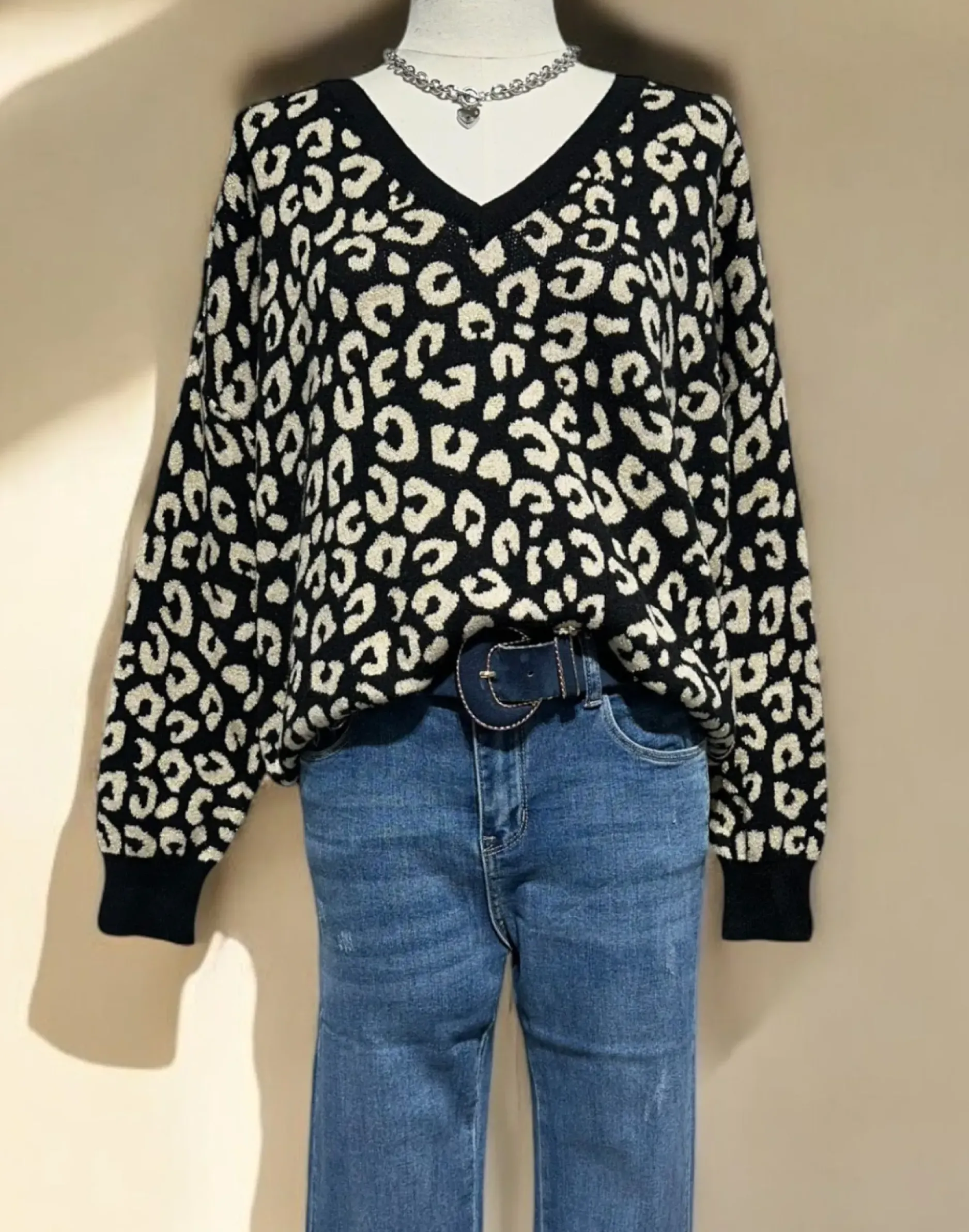 Clearance HippieChic Pull Léopard Lurex