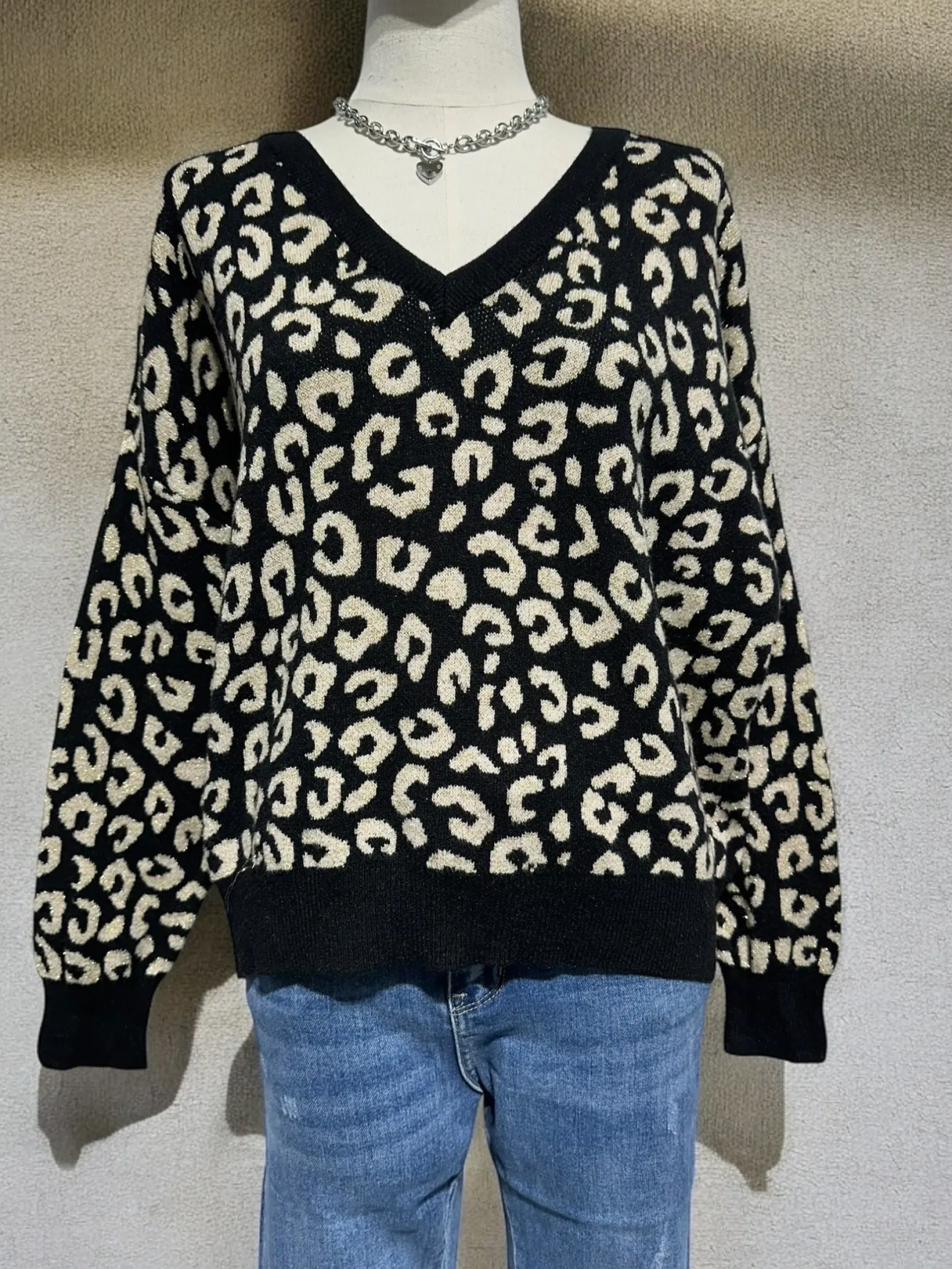 Clearance HippieChic Pull Léopard Lurex