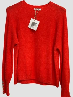 Best Sale HippieChic Pull Manches Boutons Alpaga Rouge
