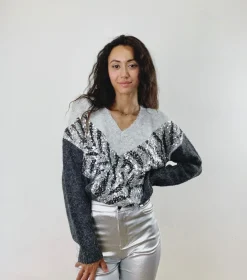 Best HippieChic Pull Paillette Zèbre