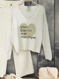 Discount HippieChic Pull "Vivre d'Amour et de champagne"