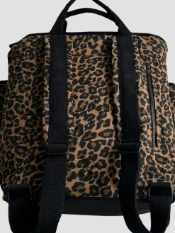 Sale HippieChic Sac à dos à imprimé léopard - marron foncé