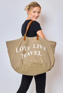 Cheap HippieChic Sac de Voyage "Love Live Travel" Kaki