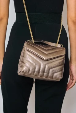 Fashion HippieChic Sac Matelassée en Métal Argenté