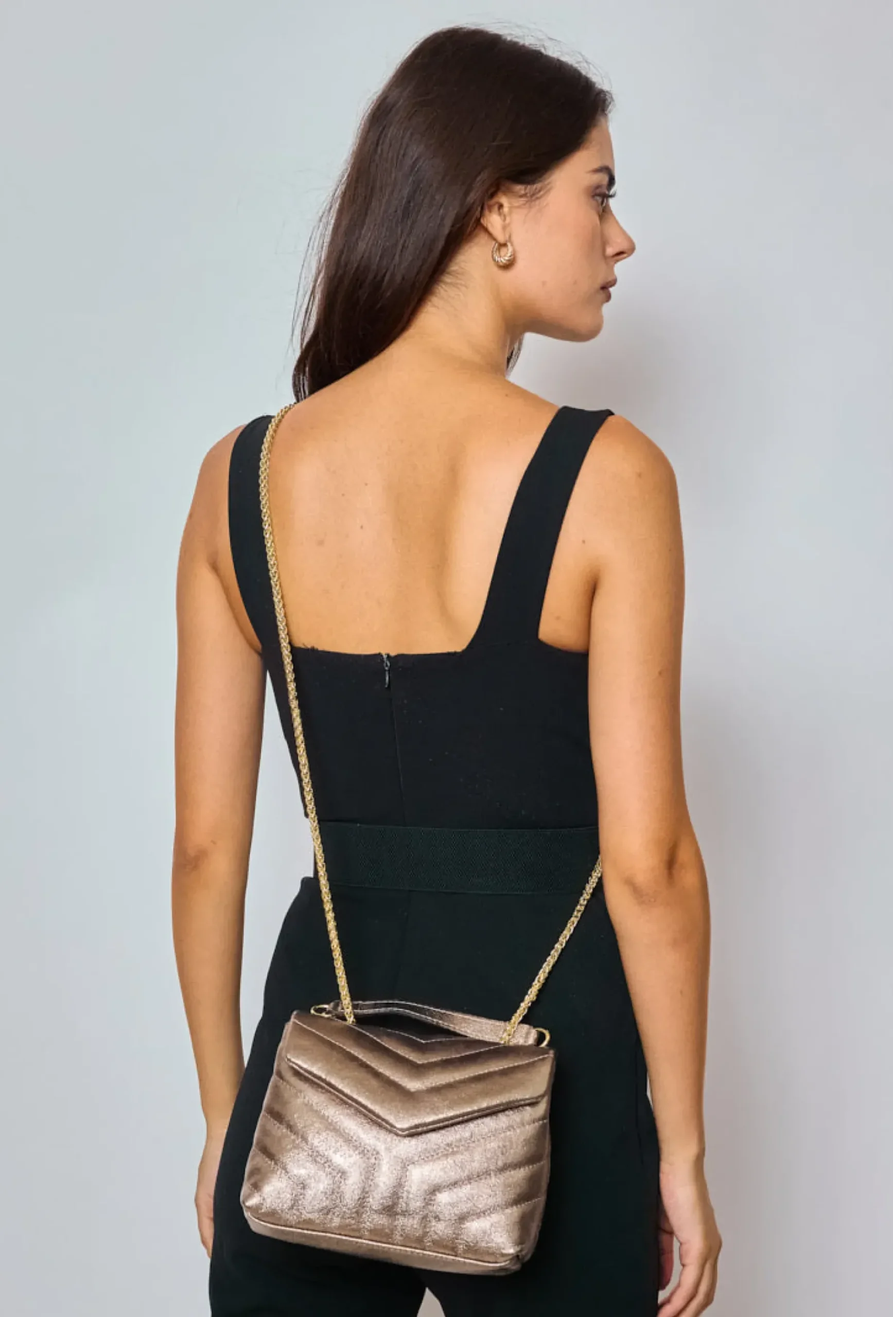 Fashion HippieChic Sac Matelassée en Métal Argenté