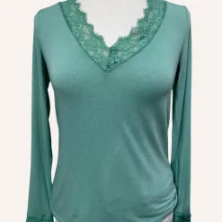 Shop HippieChic Sous Pull Uni avec Dentelles Noir