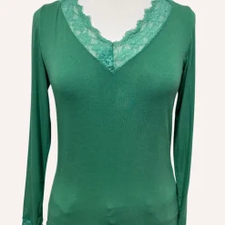 Shop HippieChic Sous Pull Uni avec Dentelles Noir