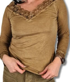 Shop HippieChic Sous Pull Uni avec Dentelles Noir