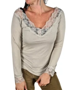 Shop HippieChic Sous Pull Uni avec Dentelles Noir