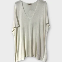 Clearance HippieChic Tee-shirt en Lin Long Blanc