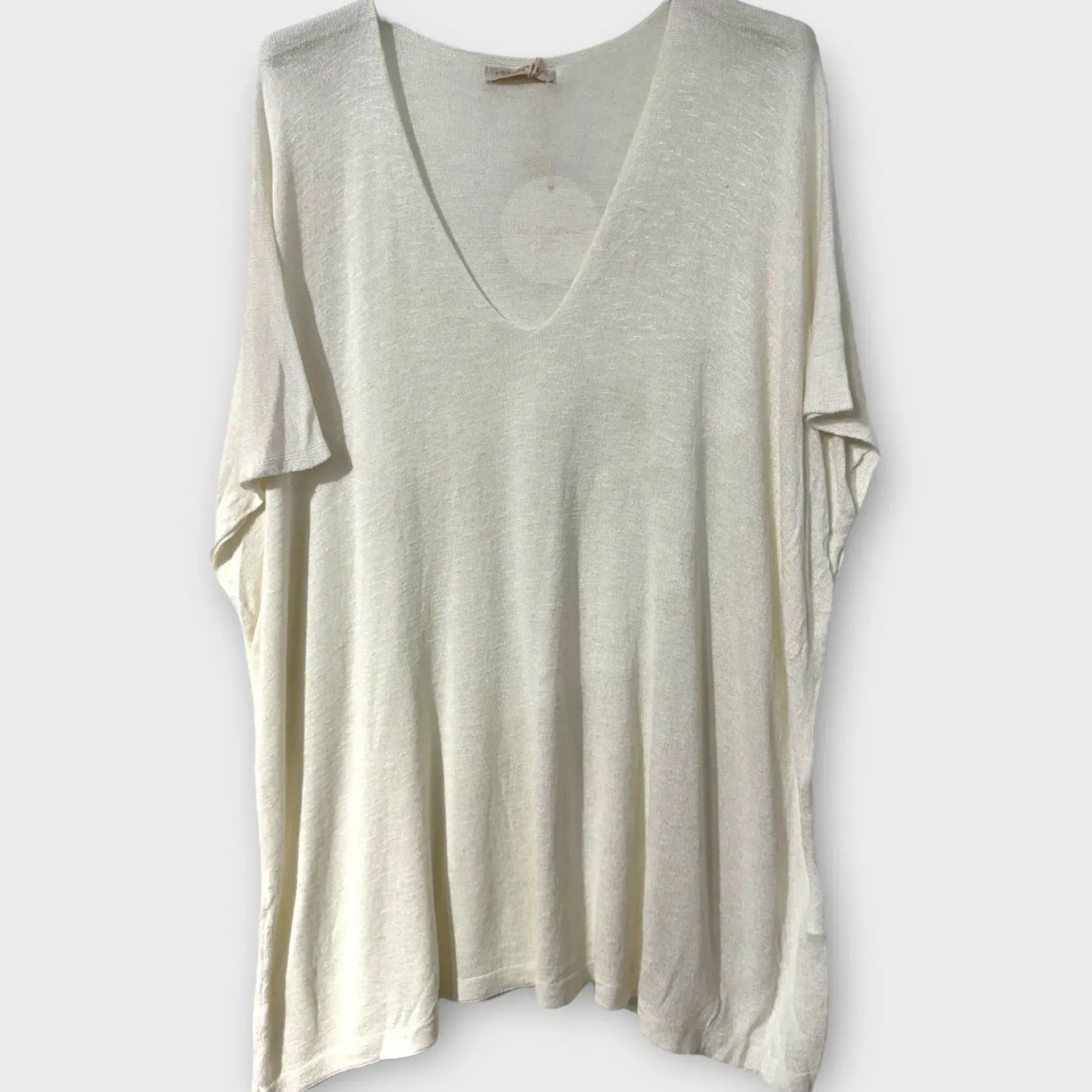 Clearance HippieChic Tee-shirt en Lin Long Blanc