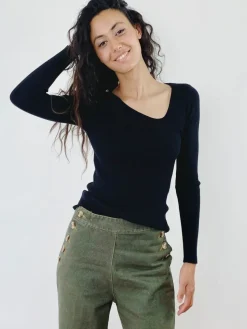 New HippieChic Top Asymétrique Noir