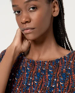 Flash Sale HippieChic Top Col Bateau Imprimé Bleu