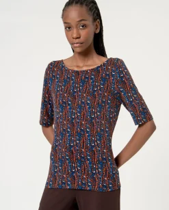 Flash Sale HippieChic Top Col Bateau Imprimé Bleu