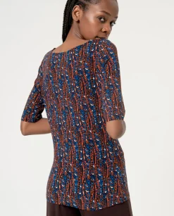 Flash Sale HippieChic Top Col Bateau Imprimé Bleu