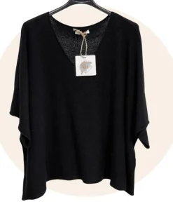 Sale HippieChic Top Parfait Col V Noir