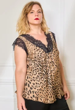 Discount HippieChic Top Satin Léopard