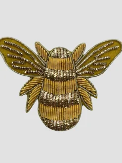 Hot HippieChic Trousse de maquillage bleu sarcelle et épingle en forme d'abeille doré