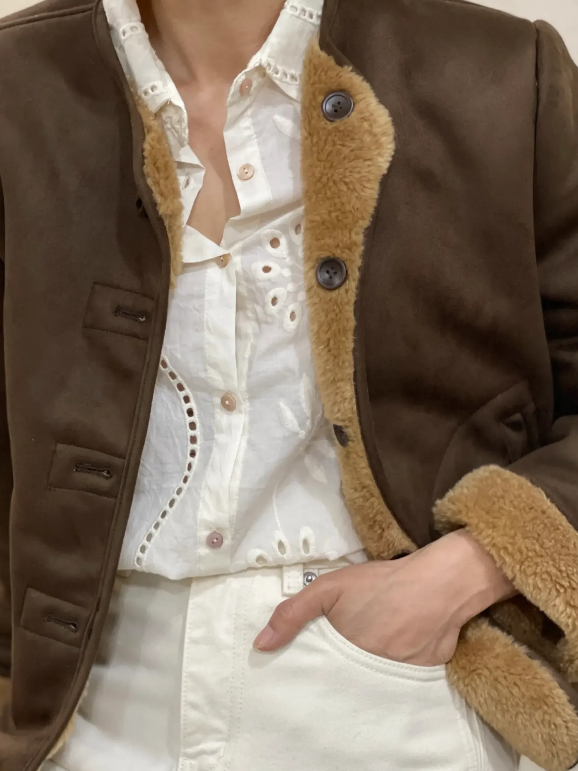 Online HippieChic Veste Boutonnée Réversible