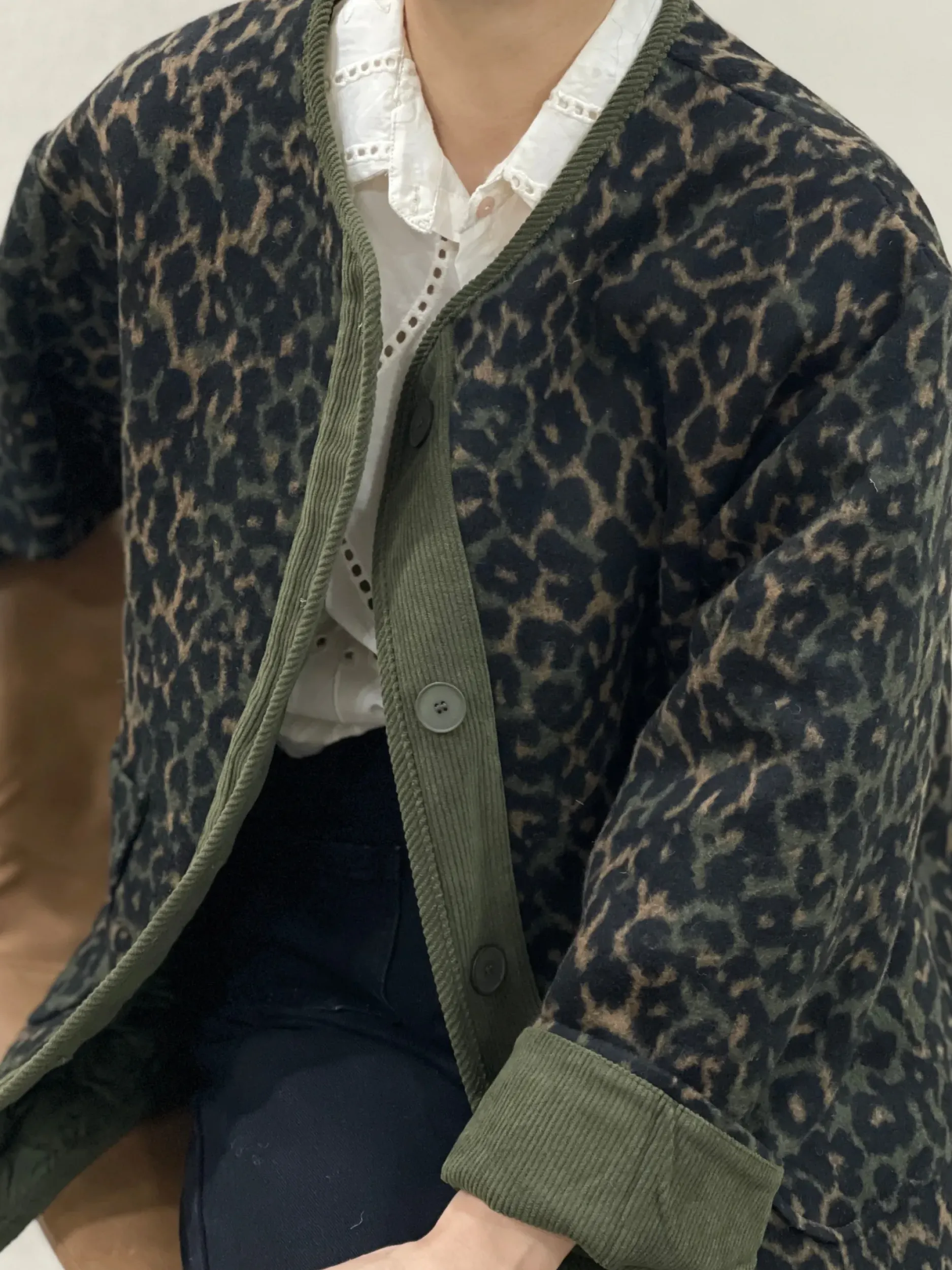 Discount HippieChic Veste en Laine Kaki Léo