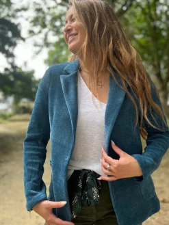 Best HippieChic veste en velours katell Marine