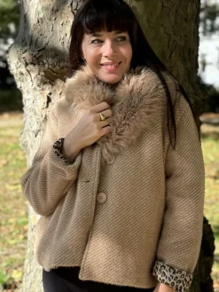 Hot HippieChic Veste Laine Col Fourrure