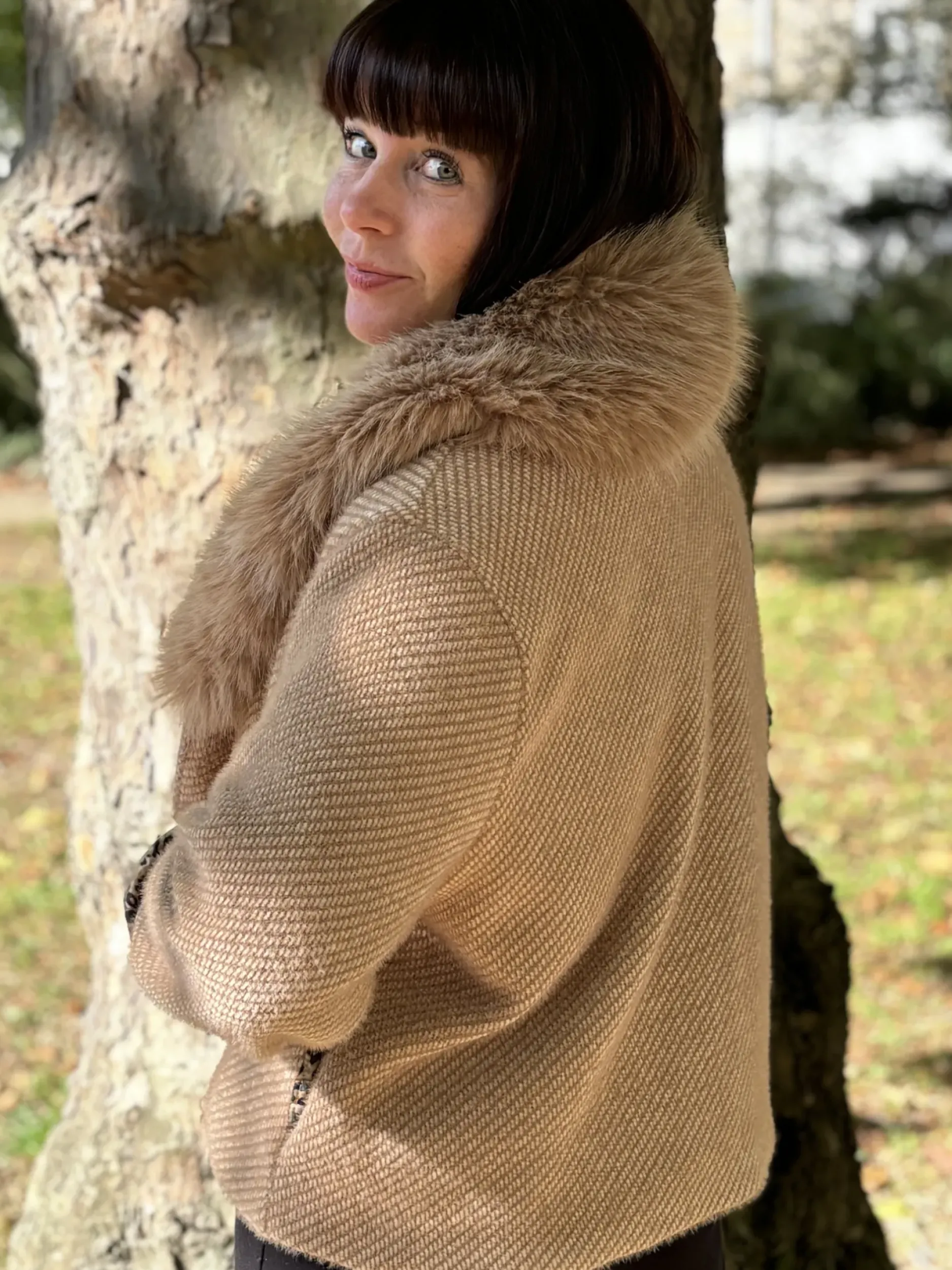 Hot HippieChic Veste Laine Col Fourrure