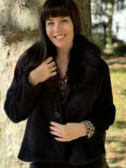 Hot HippieChic Veste Laine Col Fourrure